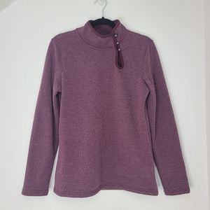 Lucy Sweater Long Sleeve Fleece Warm Button High Neck Purple Size Medium